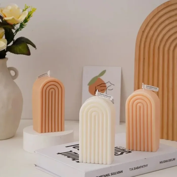 Geometric Rainbow Arch Scented Candles Soy Wax Art Handmade Crafts Aromatherapy Candle for Home Desktop Decorative Candles Room 3