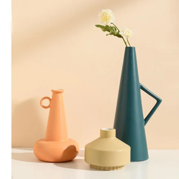 Nordic ins Minimalist Ceramic Vase Ornament Home Porcelain Flower Figurines Geometric Art Nordic Home Decoration Accessorie Vase 4