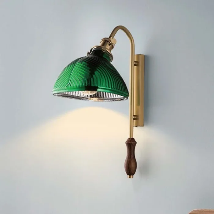 Retro Walnut All-copper Wall Lamp Living Room Bedroom Bedside Lamp Cafe Corridor Aisle Lamp Decorative Lamps 5