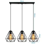 Nordic Loft Retro Pendant Lamps Iron Diamond Cage Hanging Lights Modern American Lighting Industrial Vintage Kitchen Chandelier 6