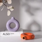 Nordic Ins Circle Ceramic Vase Ornaments Living Room Bedroom Dining Table Flower Arrangement Container Birthday Gift Decoration 3