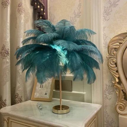 Feather Table Lamp Rechargeable Usb Plug Led Desk Table Lights Bedside Living Room Indoor Lighting Stand Light Night Light 1