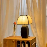 E27 Table Lamp Retro Fabric Square Cover Modern Minimalist Living Room Study Bedroom Style Chinese Bedside Lamp 4