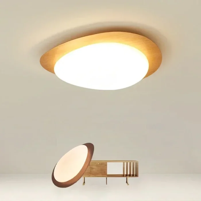 LED Nordic Wooden Ceiling Light Living Bedroom Study Rooms Logs Pebble Walsnut Acrylic Entrance Hallway LED Indoor Decor Lights 2