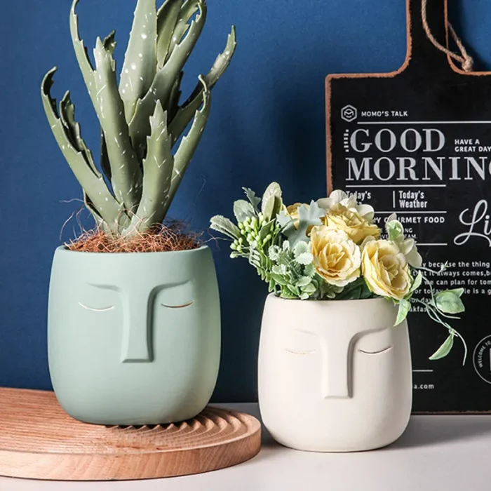 Nordic abstract figure ceramic flower pot balcony succulent cactus potted home decoration outdoor garden accessories 6