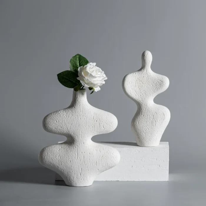 Nordic White Vegetarian Ceramics Desktop Vases Ornaments Office Desktop Flower Arrangement Container Home Decoration Accessories 1