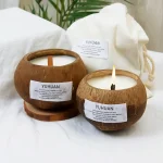 300g Coconut Shell Scented Sandle Essential Oil Fragrance Ornament hand-made coconut shell scented candle can burn more than 50 1
