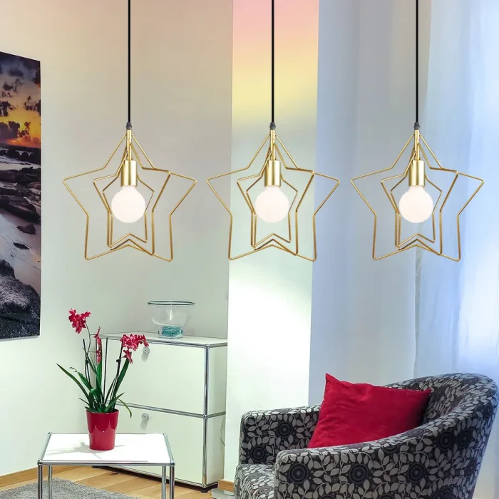 Retro Loft Led Pendant Lights Pentagram Coffee Shop Hotel Decoration Restaurant Bar Iron Art Hanglamp shape adjustable 2