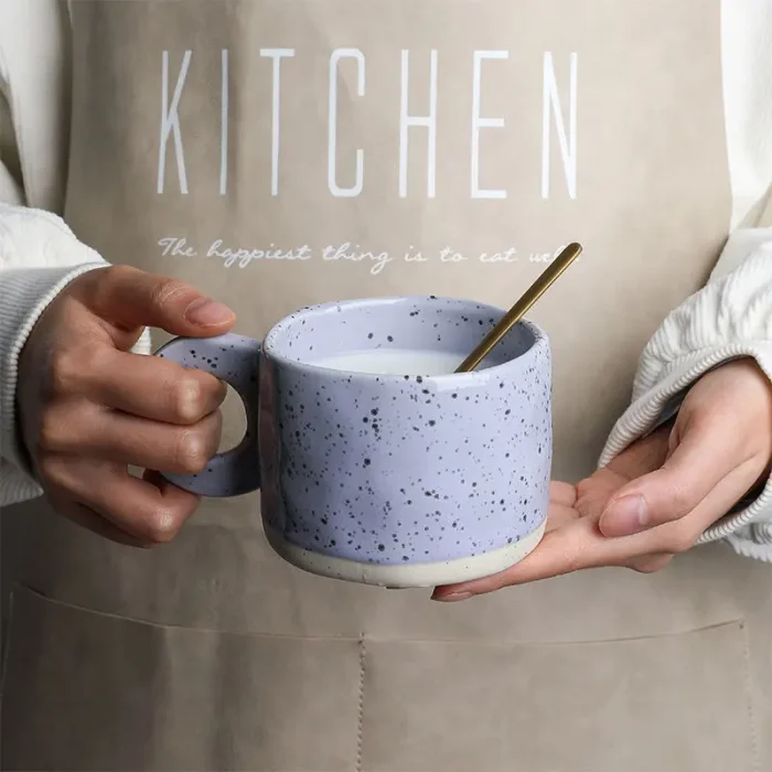 300ml Ceramic Mug Ring Handl Coffee Milk Modern Print Porcelain Mug Handmade Ceramic Hot Chocolate Cup Couple Handgrip Cups 2