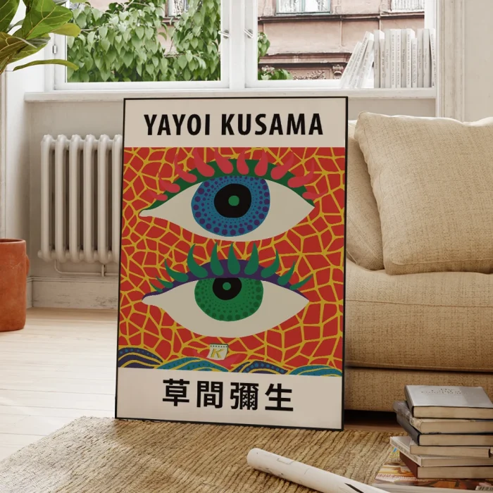 Modern Abstract Japanese Art Yayoi Kusama Eyes Wall Art Aluminum Frame Prints Canvas Painting Poster Living Room Home Decor 2