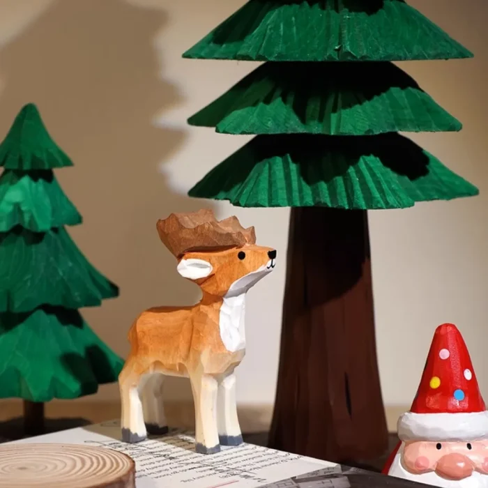 Creative Handmade Wood Carving Snowman Elk Small Ornaments Bedroom Porch Santa Claus Statue Furnishings Crafts Christmas Gifts 3