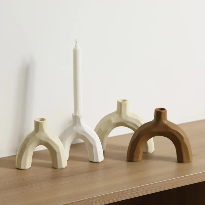 Creative Geometric Ceramic Candle Holder Ornament Living Room Bedroom Candle Holder Craft Wedding Table Decoration Candle Holder 1