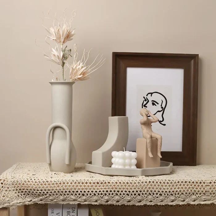 Ins Nordic Home Decoration Ceramic Table Flower  Accessories Modern White Plant Art Decor Crafts Wedding Vase for Centerpieces 6