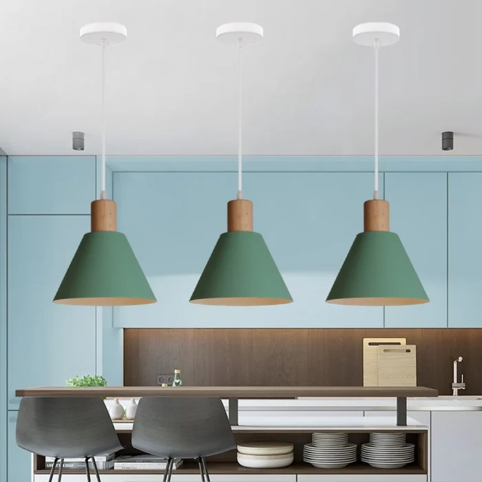 Nordic Wood Pendant Lights Vintage Modern LED Hanging Lamp for Living Room Kitchen Island Home Loft Industrial Decor Luminaire 5
