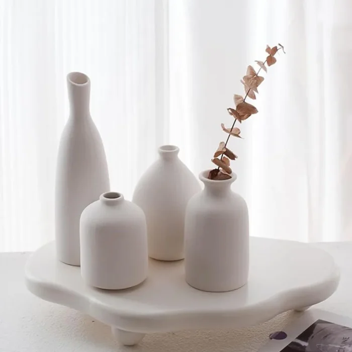 Ceramic Vase Set of 4, Classic Matte Vases Home Decorations for Table Shelf Office Decor 2