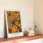 Nordic Modern Sunflower Hand Painted Cat Orange Zinnia Flowers Wall Art Canvas Painting Posters For Living Room Home Decor 2