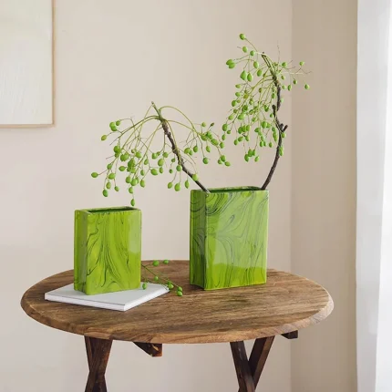 Nordic Green Book Shape Vase Ornaments Living Room Bedroom Dining Table Flower Arrangement Container Home Decoration Accessories 1