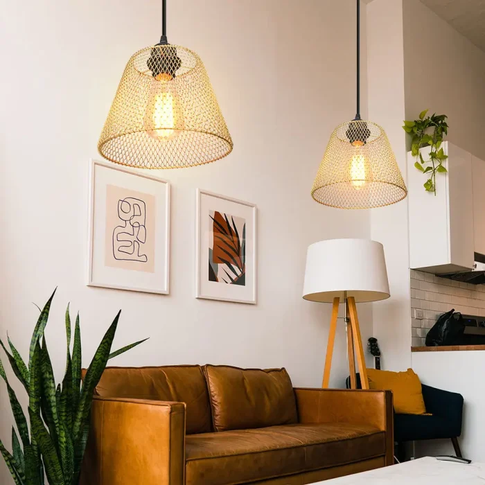 Postmodern Design Pendant Lamp Iron Net Lampshade LED Hanglamp Fixture For Bedroom Living Room Restauran Chandelie 3