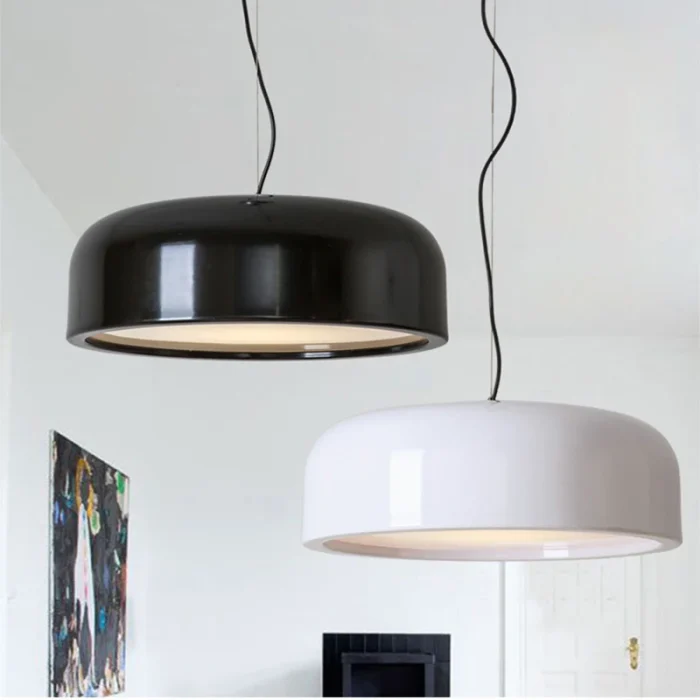 Nordic Dining Table LED Pendant Lamp Home Decor bedrooms Fixtures Pendant Lights Black White Lampshade Restaurant Hanging Lamp 1