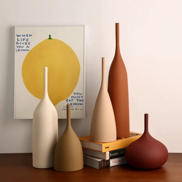 Nordic Retro Brushed Ceramic Vase Ornaments Living Room Bedroom Wine Cabinet Desktop Flower Arrangement Vases Wedding Decoration 1