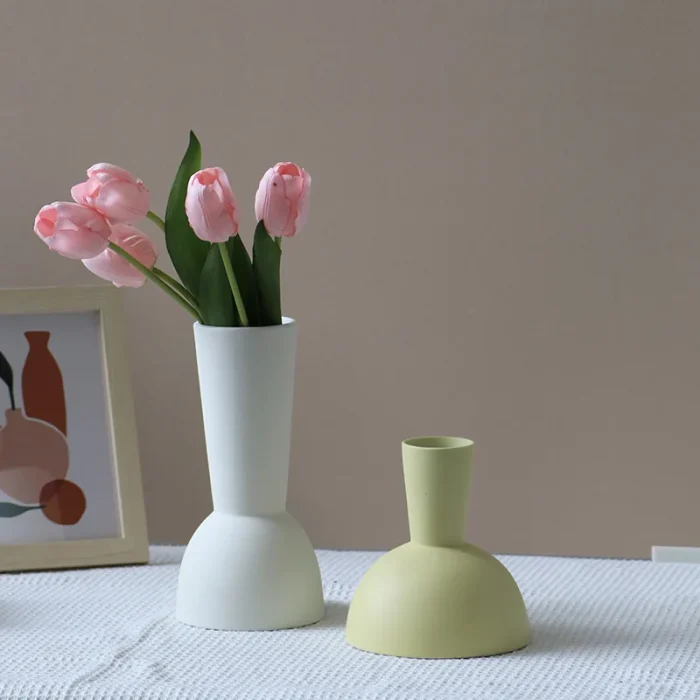 Nordic Geometry Art Vase Ornaments Creative Home Decoration Accessorie Desktop Ceramic Flower Arrangement Container Flower Vase 3