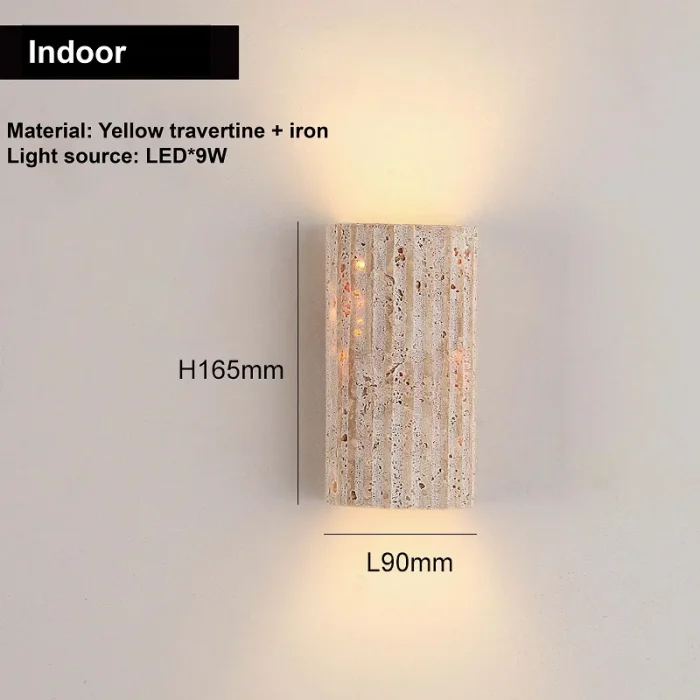 Striped Yellow Travertine Outdoor Wall Lamp Waterproof Staircase Courtyard Decorative Lamp Outdoor Balcony Bathroom Light 6