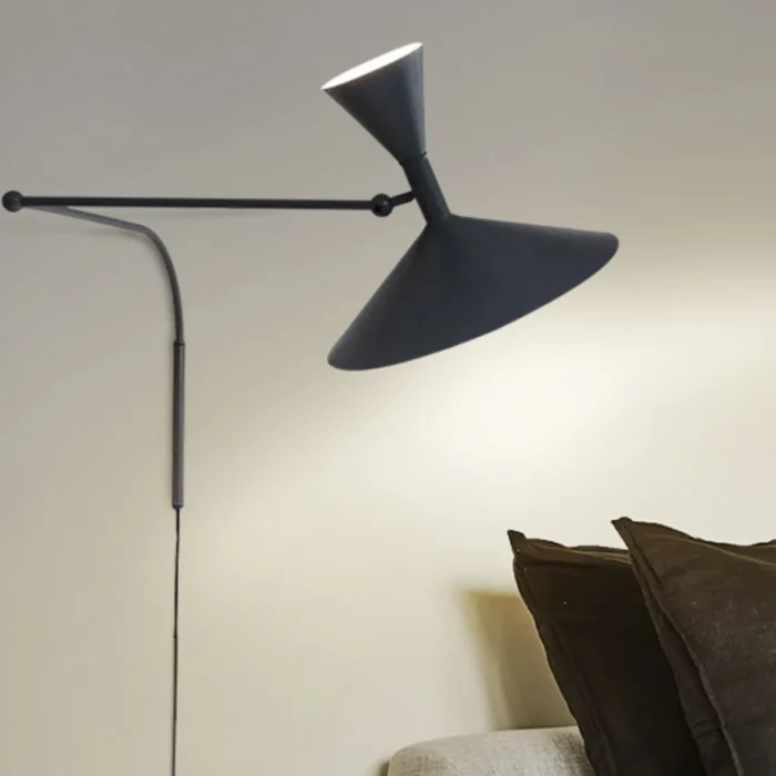 Nordic Living Room Retro Horn Decoration Bedroom Swing Arm Wall Lamp Free Wiring Bedside Industrial Installation Lighting 3