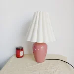 Creative Table Lamp Pleated Girl's Bedroom Lamp Nordic Atmosphere Lamp Ceramic Decorative Bedside Table Lamp 2