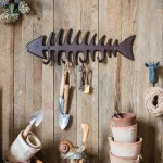Creative cast iron fish bone hook wall hook garden courtyard outdoor decoration personality grocery European-style ornaments 6