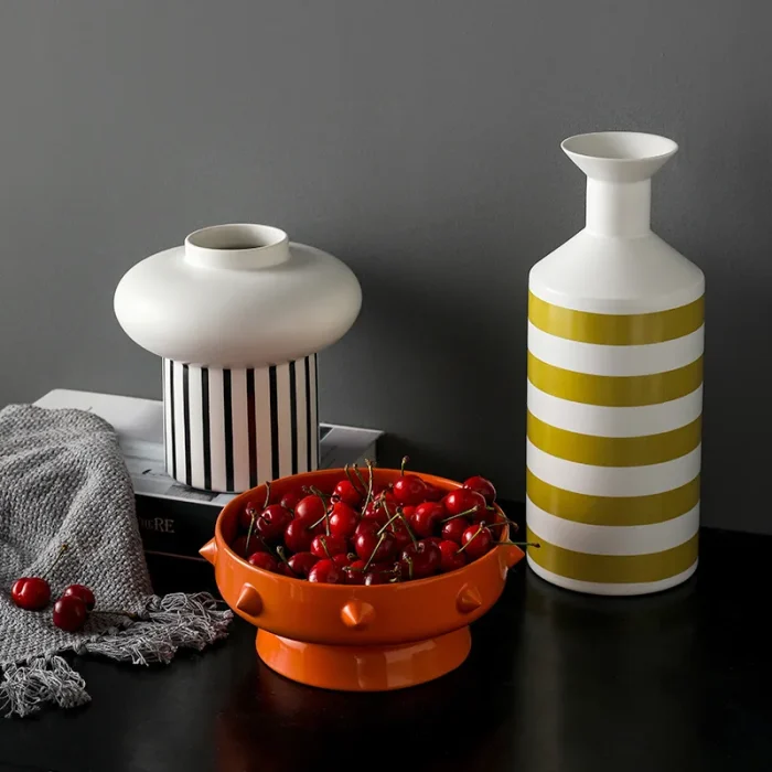 Nordic Modern Semi-manual Ceramic Vase Living Room Coffee Table Decoration Home Decoration Creative Vase Small Gift Deco Maison 2