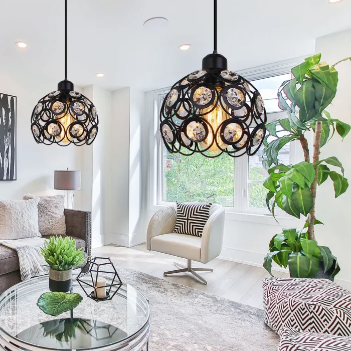 Modern Pendant Lamp E27 Industrial Lights for Bedroom Hanging Lighting Nordic Crystal K9 Lampshade LED Bulb Kitchen Chandeliers 4