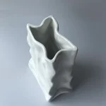 Ins Nordic Handbags Ceramic Vase White Square Rope Pleated Paper Bags Flower Pot Water Planting Room Home Decoration Accessories 3