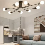 Retro Iron Chandelier Black White 4/6/8 Sockets Lighting Vintage Spider Chandelier Modern Ceiling Lamp Light Fixture Lighting 5