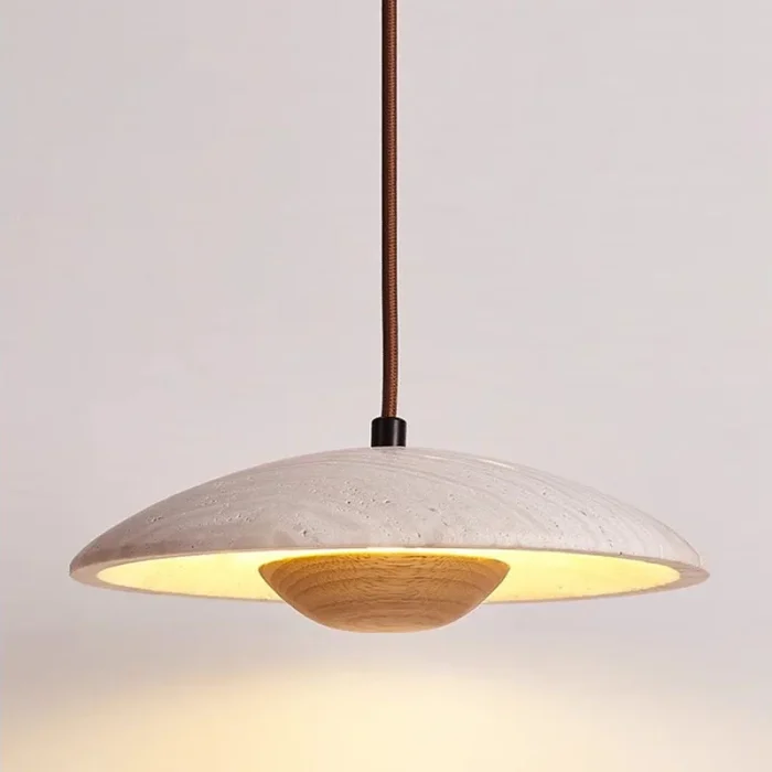 Yellow Travertine Cream Style Creative Atmosphere Retro Flying Saucer Wabi-sabi Style Restaurant Bar Bedroom Bedside Chandelier 1