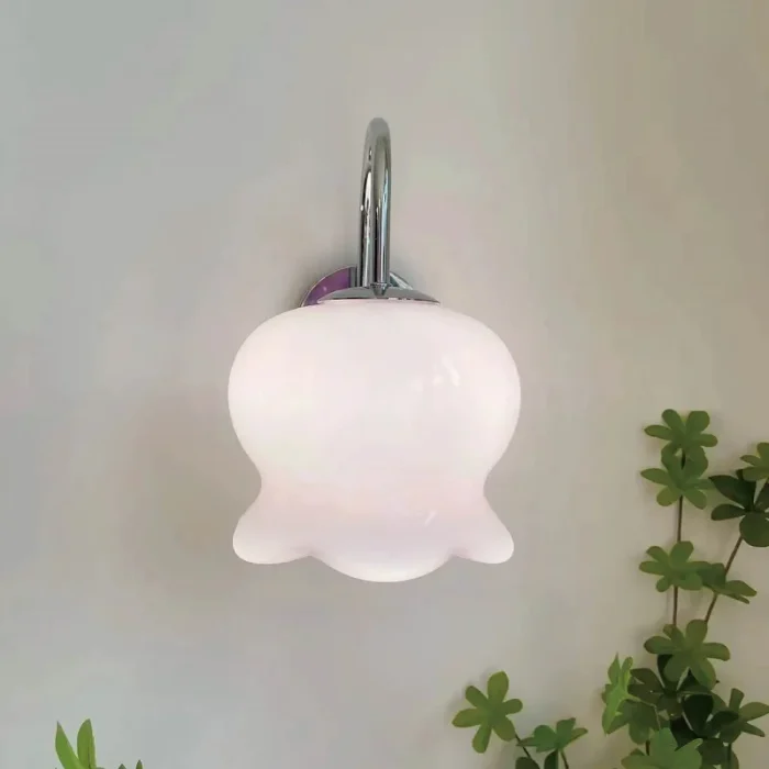 G9 French Simple Bow Cream Bell Orchid Copper Glass Wall Lamp Corridor Aisle Bedside Bedroom Decorative Lamp 5