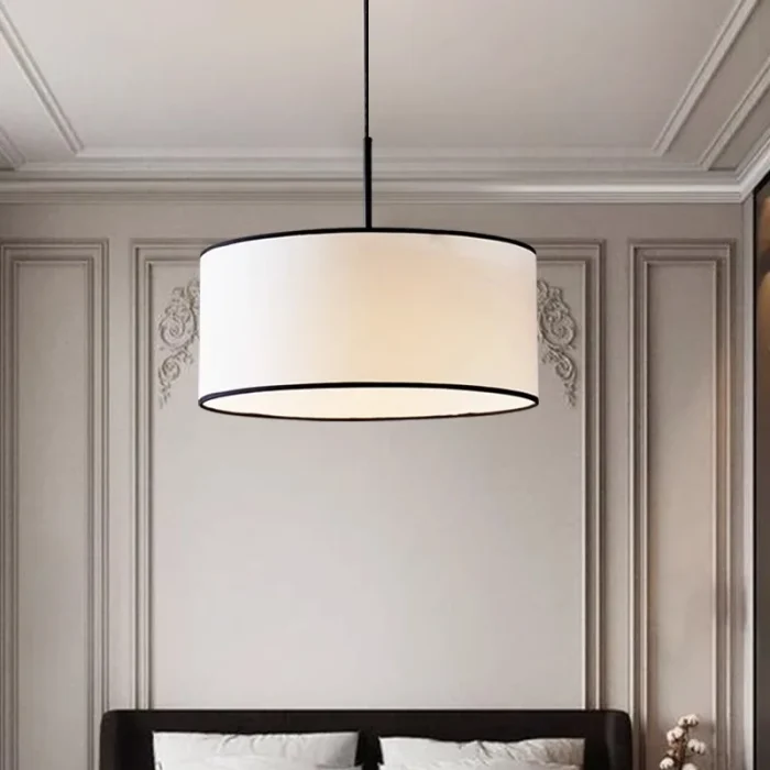 E27 Retro Cream Style Living Room Fabric Chandelier French Restaurant Decorative Lamp Bedroom Room Lighting 5