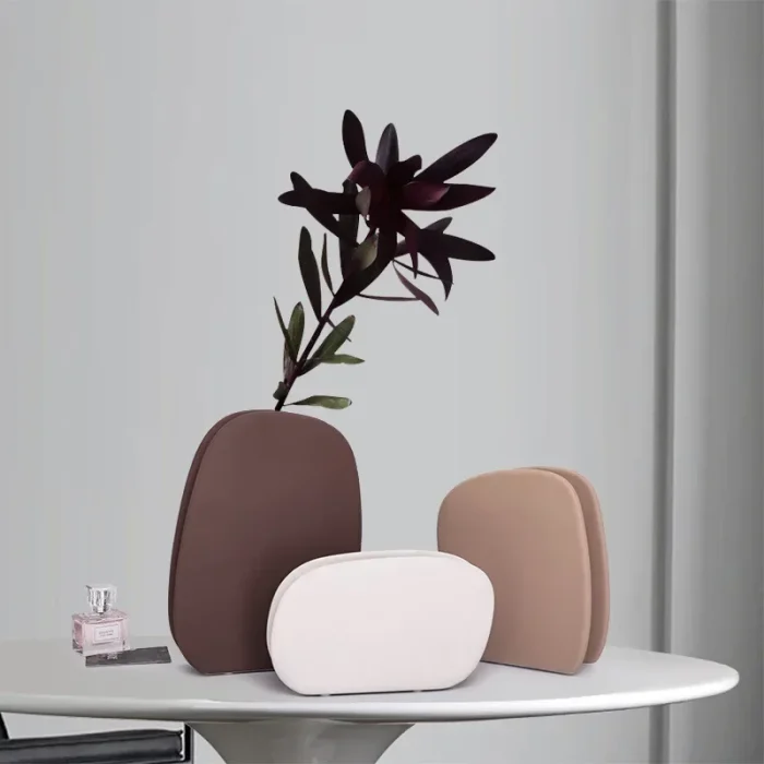 Creative Geometric Morandi Ceramics Vase Living Room Desktop Flower Arrangement Container Wedding Vases for Table Decorations 2
