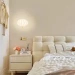 Silk Bedroom Bedside Wall Lamp Pumpkin Cream Style Modern Living Room Wall Lamp LED Background Wall Study Atmosphere Light 3