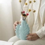 Ceramic vase multicolor leaves simple small fresh flower decoration Nordic bedroom living room office high value 2