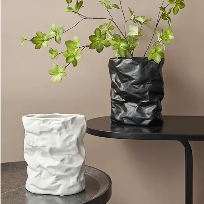 Home Crafts Decor Vase Nordic Wrinkled Paper Bag Vase Flower Pot Vase Flowers Art Decor Insert desk Ornaments Best Gift 2