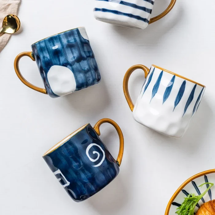 350ml Japanese Ceramic Mug  Coffee Cup Underglaze Office Home Milk   Bumpy Surface Handgrip  Microwave Safe 1
