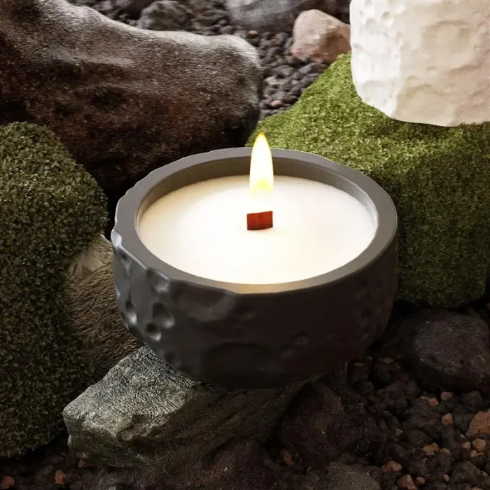 Lunar Texture Candle Jar Silicone Molds For DIY Concrete Plaster Pottery Candle Holder Cup Cement Molds Candle Making Supplies 3