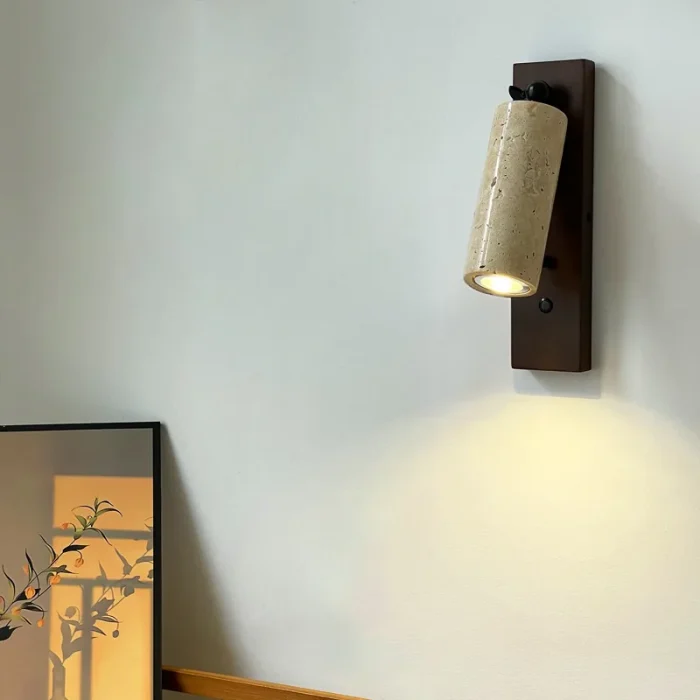 Retro Wall Lamp Yellow Travertine Entrance Aisle Bedside Wall Lamp Cream Style Bed Breakfast Wall Lamp 1