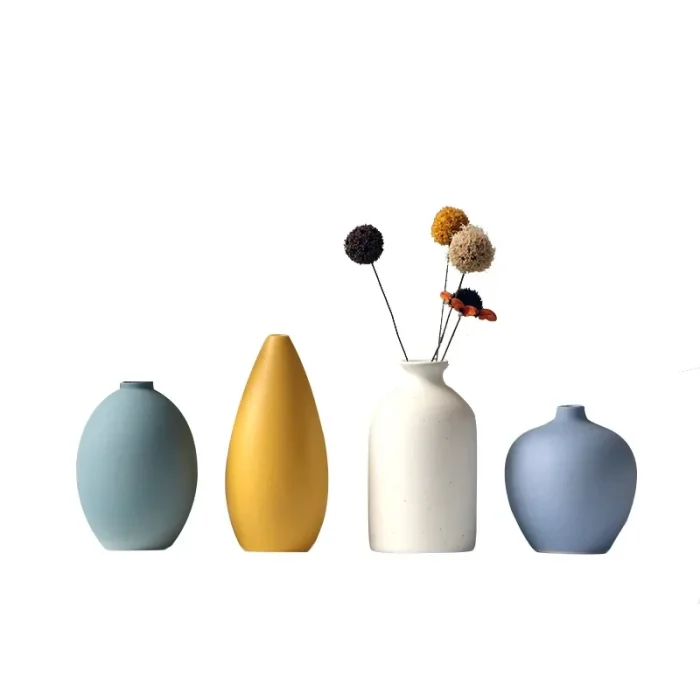Nordic Morandi Ceramic Vase Living Room Dining Table Flower Arrangement Container Dried Flower Vases Home Decoration Accessories 4