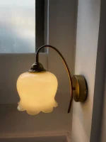 Bell Orchid Flower Cream Simple Wall Lamp Bedroom Bedside Living Room All Copper Wall Lamp Corridor Background Decorative Lamp 3