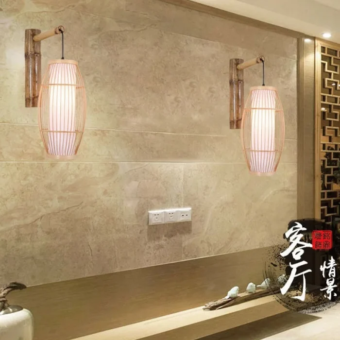 Bamboo Wall Lamp Corridor Bedroom Bedside Wall Lamp Living Room Dining Room Aisle Lamps 2