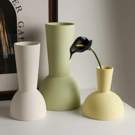 Creative Art Vase Nordic Style Modern Ceramic Arrangement Dried Flower Home Living Room Office Tabletop Decor Ornaments Vases 2