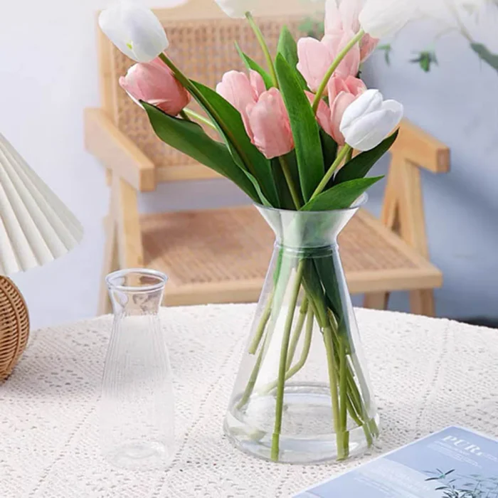 Nordic Transparent Plastic Vase Flower Arrangement Container Creative Hydroponic Plant Flower Vases Home Living Room Desk Decor 2