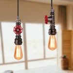 Vintage Loft Industrial Iron Water Pipe Pendant Lamp Retro E27 LED Pendant Light Bar Restaurant Kitchen Bedroom Hanging Lights 5