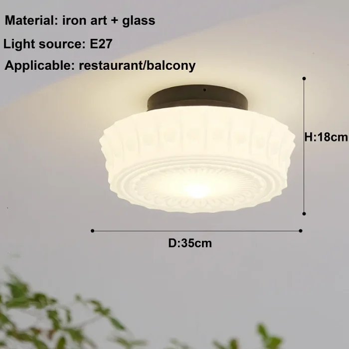 French Cream Style American Glass Ceiling Lamp Vintage Study Living Room Bedroom Chandelier Dining Room Aisle Decorative Light 6